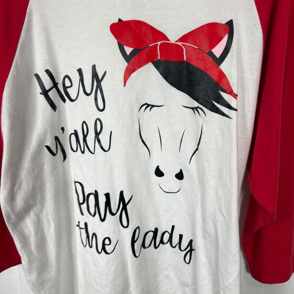 Rawlings Womens Baseball T Shirt Horse Graphic Red White Size‎ L